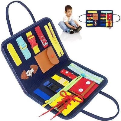 Carte Senzoriala Educativa Montessori, Flippy, Dezvoltare Abilitati Motorii, 2 Pagini, 28x22x7 cm, Albastru foto