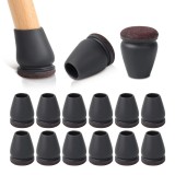 Capace de protecție negre, 24 bucăți, capace de protecție pentru picioare de scaun rotunde &icirc;nclinate cu p&acirc;slă, protectoare de podea TPE pentru scaune,