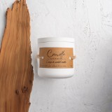Lumanare handmade din ceara naturala de soia 100%, aroma Lemn de santal exotic, Recipient ceramic alb, 150 g