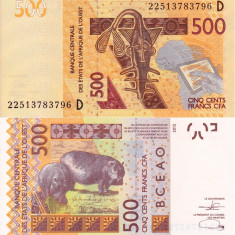 STATELE VEST AFRICANE (MALI) 500 francs 2012 UNC!!!