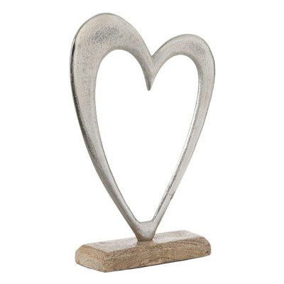 Decoratiune Metalica Inima Argintie cu Baza 20x6x28 cm foto