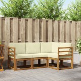vidaXL Set de canapele de exterior cu pernă 4 pcs Natural și Crem 3366308