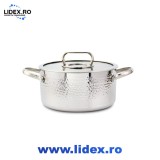 Cratita din inox Zilan ZLN1320, 4.5L, Diametru 24 cm, Manere nituite, Compatibil gaz, inductie &amp; electric, Compatibil masina de spalat vase