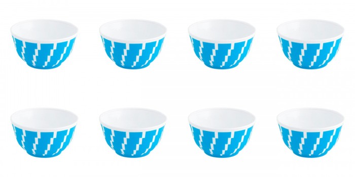 Set boluri, 8 piese, 350 ml, Plastic, Albastru turcoaz