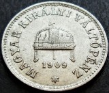 Moneda istorica 10 FILLER - AUSTRO-UNGARIA / UNGARIA, anul 1909 * cod 4753 = CALITATE, Europa
