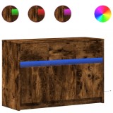 Cumpara ieftin Dulap TV cu LED, stejar fumuriu, 91x34x61 cm, lemn prelucrat