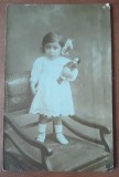 Fotografie tip carte postala, circulata. fetita cu papusa, 1913