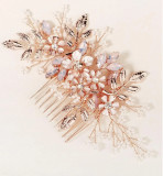 Pieptan Mireasa - Accesoriu Par Rose Gold Crystals