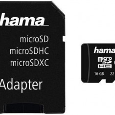 Card de memorie Hama microSDHC, 16GB, Clasa 10, pana la 22 MB/s + Adaptor SD