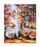 Cumpara ieftin Tablou pictat manual, In gradina la masa noastra, 60x50cm ulei pe panza in cutit efect 3D