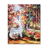 Tablou pictat manual, In gradina la masa noastra, 60x50cm ulei pe panza in cutit efect 3D
