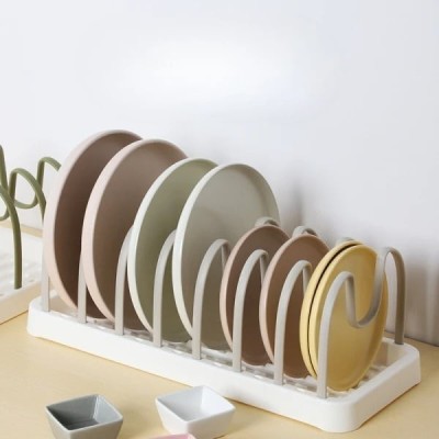 Scurgator/suport pentru scurgere capace si vase, reglabil, 7 separatoare, dimensiuni 41.2 (L) cm x 16.8 (l) cm x 15 (H) cm, din plastic, alb foto