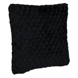 Pernă Decorativă, Model Reliefat, Negru, 60x60cm, Imitatie Blană, Oem