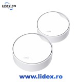 Sistem Wireless Mesh Gigabit TP-LINK Deco X50-PoE AX3000, WI-Fi 6, Dual Band 574 + 2402 Mbps, 2 Buc, alb