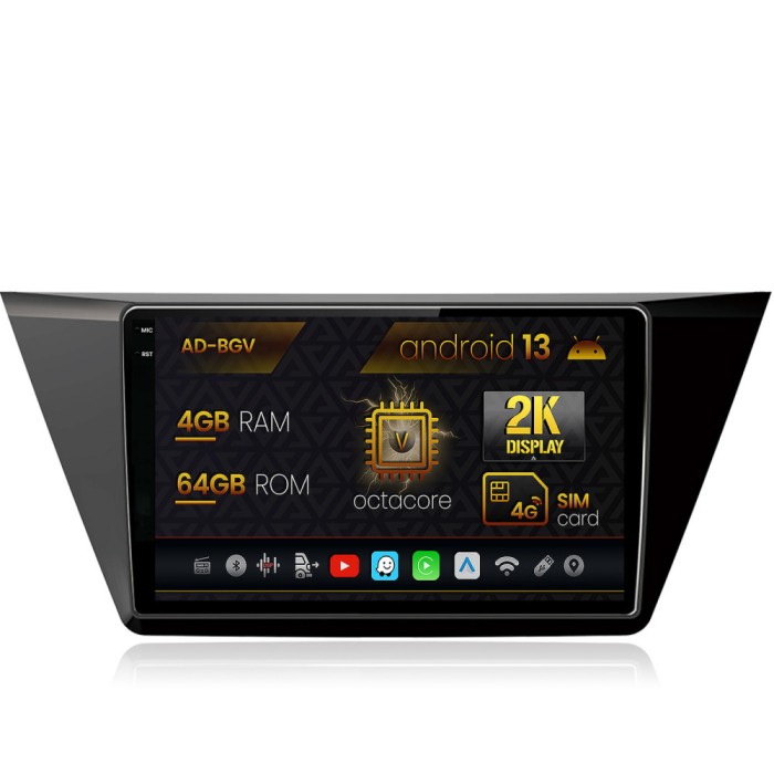 Navigatie Volkswagen Touran (2016+), Android 13, V-Octacore 4GB RAM + 64GB ROM, 10.36 Inch - AD-BGV10004+AD-BGRKIT032