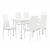 Set Bonn masa cu 6 scaune imitatie de piele alb [en.casa] HausGarden Leisure, [en.casa]