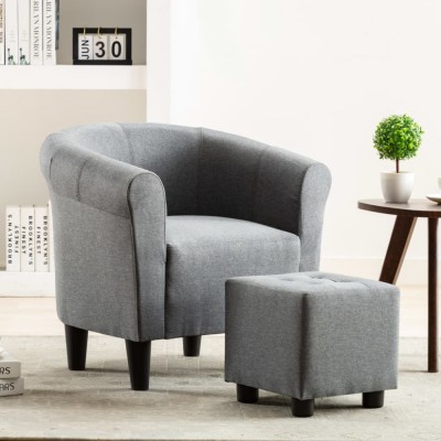 Set fotoliu și taburet, 2 piese, gri deschis, material textil foto