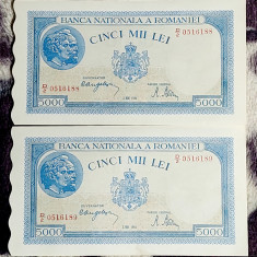 Bancnote 5000 lei consecutive UNC