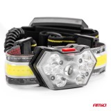 Lanterna frontala COB LED 6500K cu acumulator si 5 moduri, AMiO LH04
