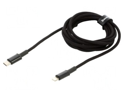 Cablu USB 2.0 Apple Lightning și USB C 2m 20W negru foto