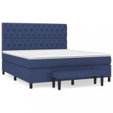 Cumpara ieftin Pat continental cu saltea, albastru, 160x200cm, material textil