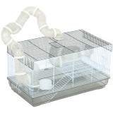 PawHut Cușcă h&acirc;mpster cu tuburi și accesorii incluse din oțel de 58 x 32 x 31 cm gri | Aosom Romania