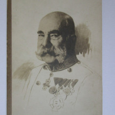 Rară! Fotografie pe carton 145 x 99 mm împăratul Franz Joseph al Austro-Ungariei