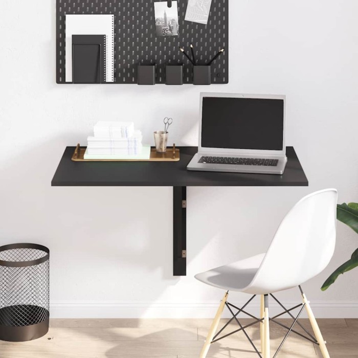 vidaXL Masă de perete pliantă, negru, 100x60x56 cm, lemn compozit