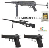 PROMOTIE! SET AIRSOFT COMPUS DIN PUSCA AWP L96,SNIPER,2 PISTOALE+1000BILE.NOI.