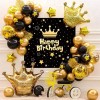 Kit aranjamente baloane happy birthday fundal baloane late- si folie aluminiu negru auriu, ProCart