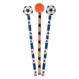 Set Creioane cu Radieră, 3 Bucăți, Multicolor, Model Fotbal și Baschet, Oem