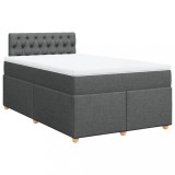 Cumpara ieftin Pat box spring cu saltea, gri inchis, 120x200 cm, textil