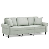Cumpara ieftin Canapea cu 3 locuri cu pernute, gri deschis, 180 cm, catifea