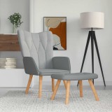 VidaXL Scaun de relaxare cu taburet, gri deschis, material textil