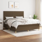 vidaXL Pat box spring cu saltea, maro &icirc;nchis, 160x200 cm, textil