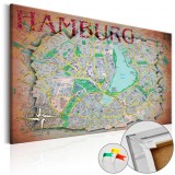 Cumpara ieftin Tablou din plută - Hamburg [Cork Map] 120x80 cm