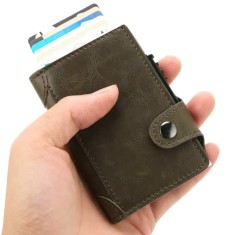 Portofel RFID iUni P4, 10 carduri, Brun inchis