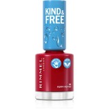 Rimmel Kind &amp; Free lac de unghii culoare 156 Poppy Pop Red 8 ml