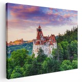 Tablou Castelul Bran la apus, Romania, verde 1531 Tablou canvas pe panza CU RAMA 60x80 cm