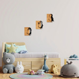 Decoratiune de perete, Penguins, 50% lemn/50% metal, No 1: 21 x 3 x 25 cm, Nuc negru, Skyler