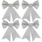 Set 4 fundite decorative argintii pentru bradul de Craciun, 13 cm