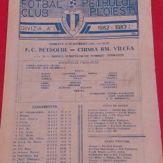 Program meci fotbal PETROLUL PLOIESTI - CHIMIA RAMNICU-VALCEA(16.10.1982)