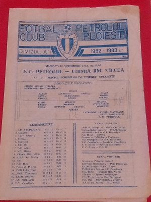 Program meci fotbal PETROLUL PLOIESTI - CHIMIA RAMNICU-VALCEA(16.10.1982) foto