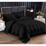 Lenjerie de pat dublu, din bumbac finet, dimensiuni 230 X 250 cm, cu 4 piese, 2 fete de perna, negru