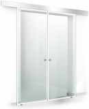 Usa culisanta Boss &reg; Duo model Confort alb, 60+60x215 cm, sticla Gri securizata, glisanta in ambele directii, Modern Glass Art