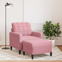 vidaXL Fotoliu canapea cu taburet, roz, 60 cm, catifea