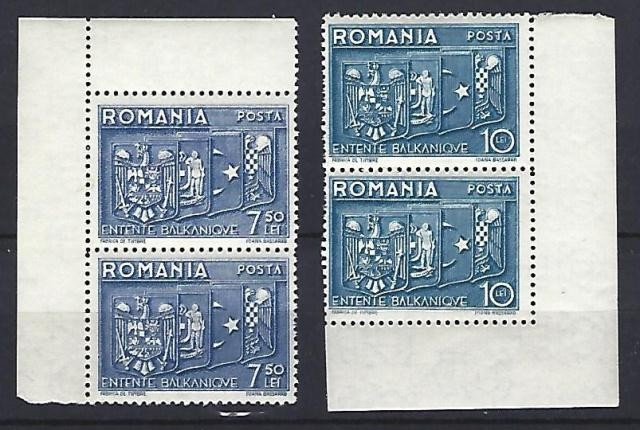 Romania 1938 - Lp 123 - Intelegerea Balcanica - pereche - MNH***