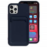 Husa Telefon iPhone 12 / 12 Pro TPU Cu Suport Carduri Albastra, Apple