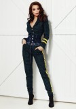 Cumpara ieftin D744A-4499 Pantaloni casual in carouri cu dungi pe lateral