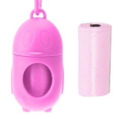 Set 2 role x 15 saci menajeri pentru fecale si dispenser cu agatatoare, pentru caini si pisici, Roz, Ropet